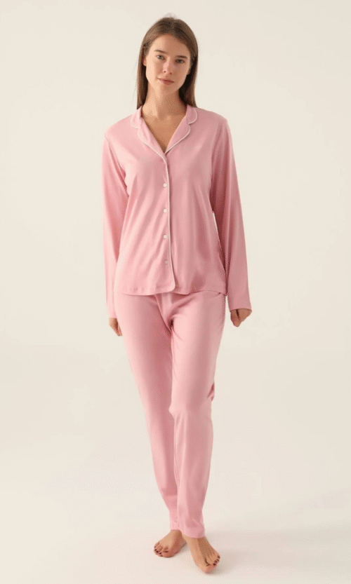 Pyjama Complet Rose séchée à Deux Pièces Pierre Cardin