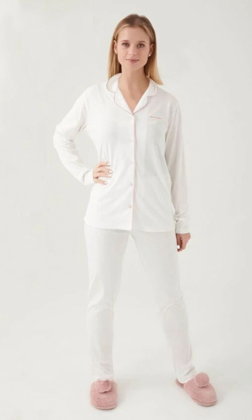Pierre Cardin pyjama, très chic et raffiné collection de luxe 100 % cotton AVEC BOUTTON
