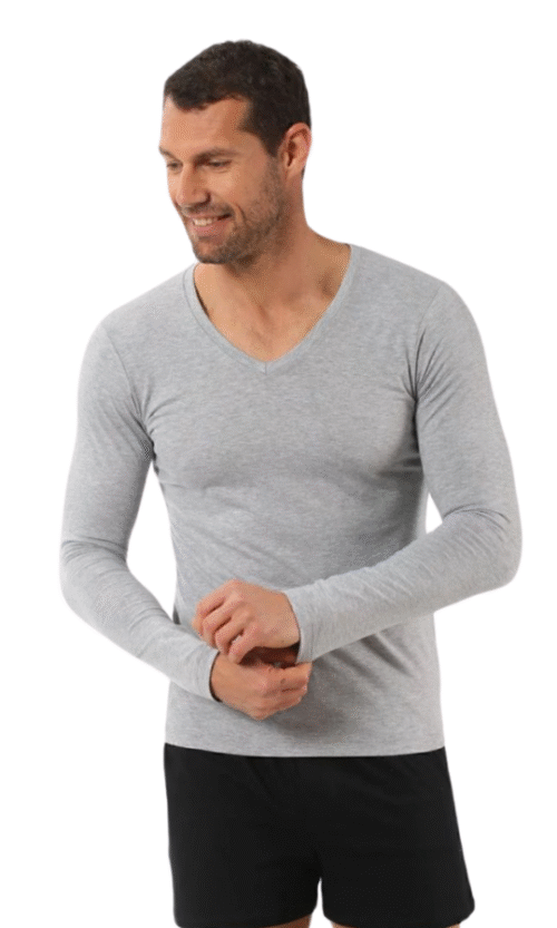 Bodi Manche Long Pour Homme En Cotton Confortable Col V