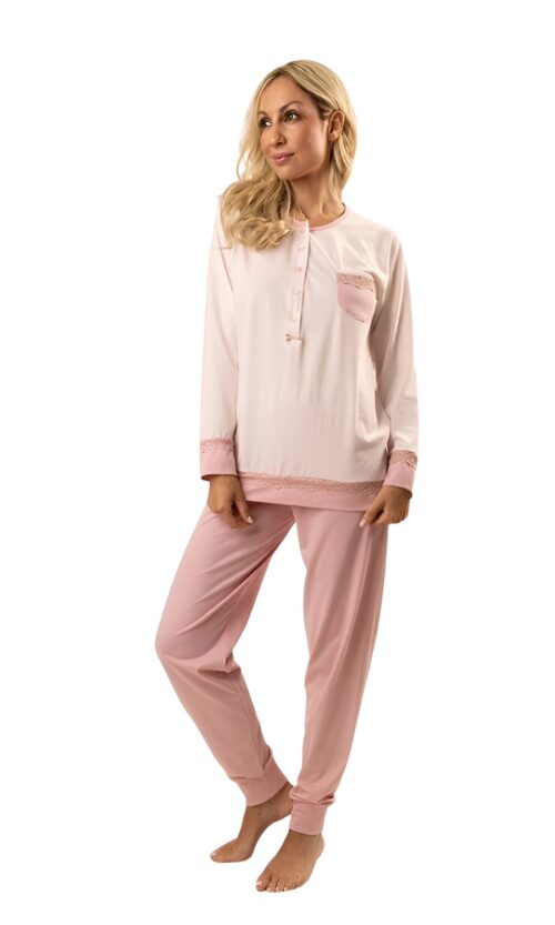 Pyjama 2 Piece Gary Made in Italie en Cotton Confortable et Dentelle Chic et élégant