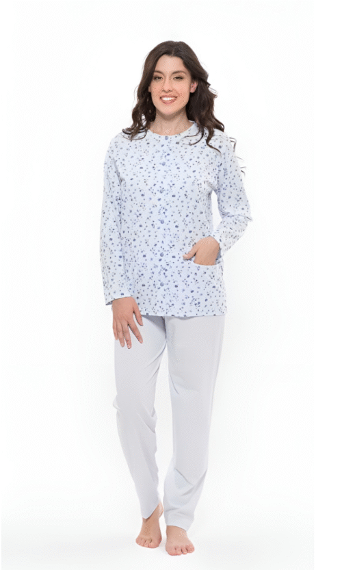 Pyjama 2 Piece Gary Made in Italie en Cotton Confortable et Dentelle Chic et élégant