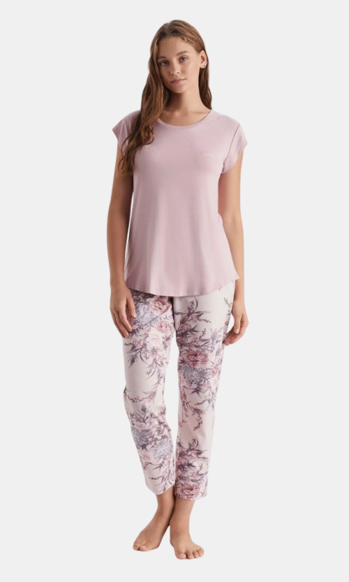 Pyjama 2 Pieces Rose et Blanc