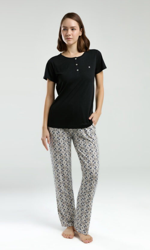 Pyjama 2 Pieces Noir et Blanc