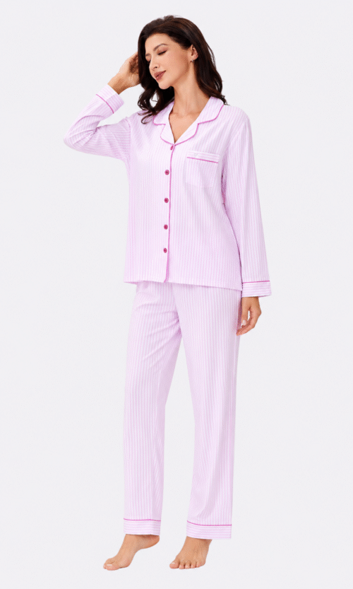 Pyjama 2 Pièces Rose Rayures