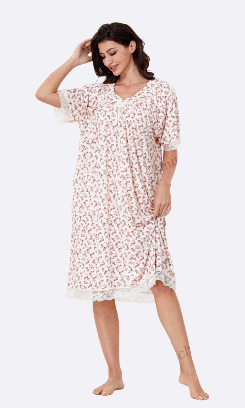 Pyjama Blanc Fleuri Dentelle Blanche