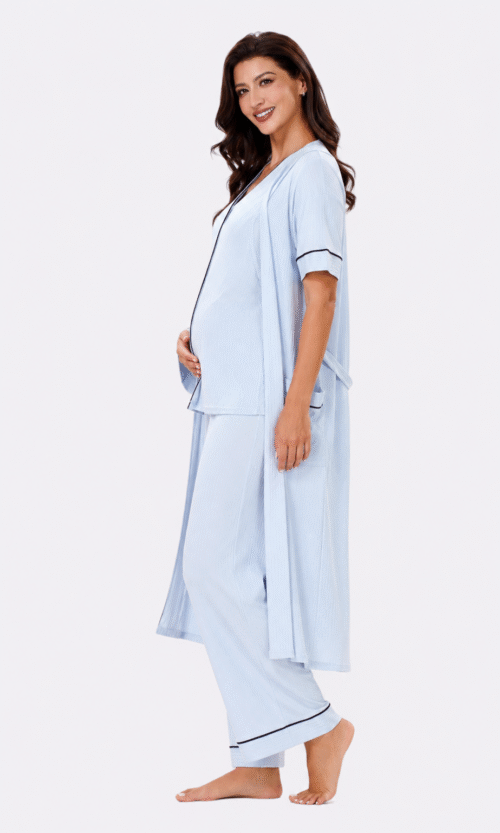 Pyjama 3 Pièces Maternité Bleu Ciel